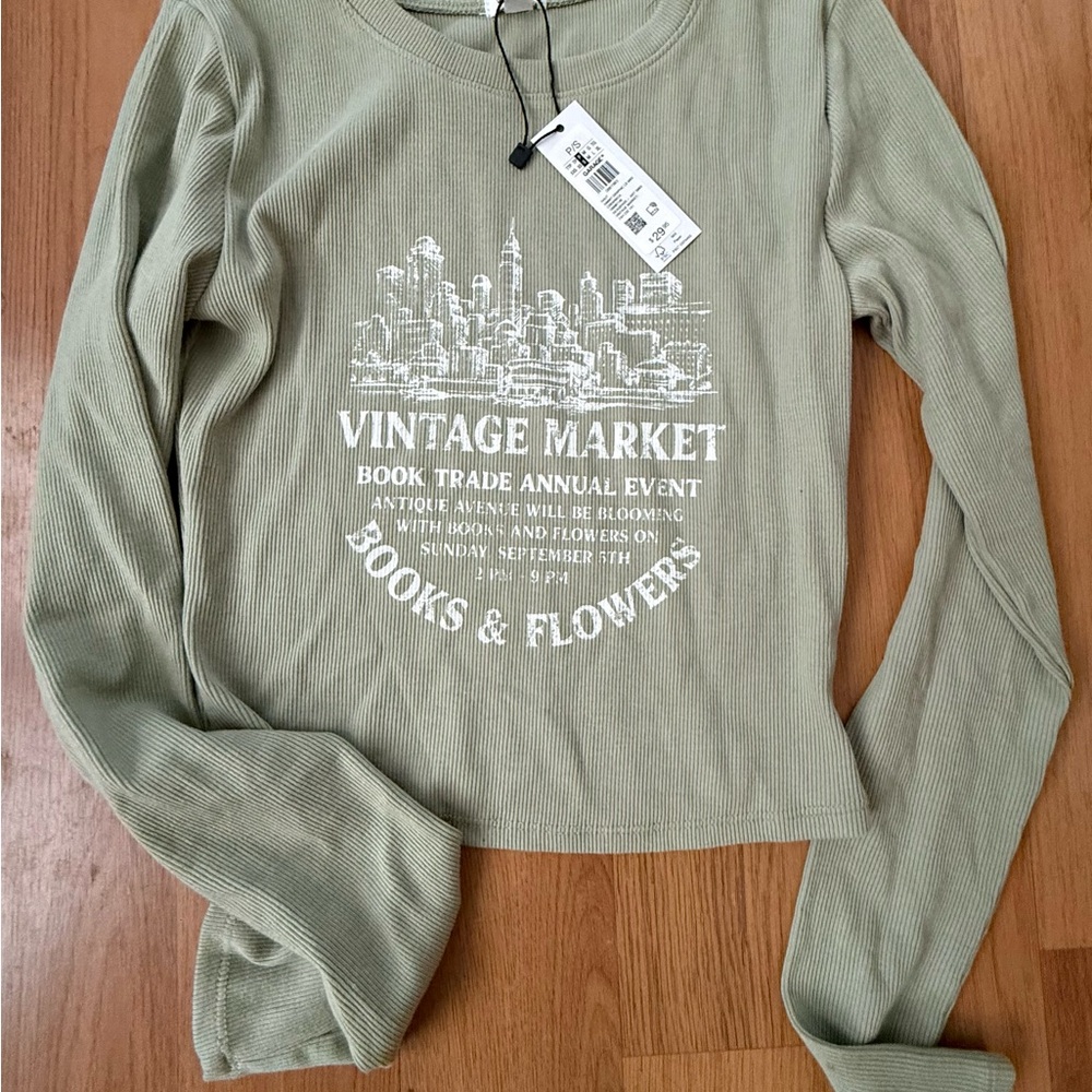 Garage Sage Green Vintage Market Long Sleeve Tee